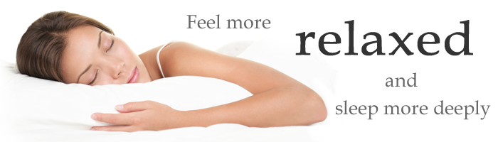 Advertising banner quoting "Feel more relaxed and sleep more deeply"